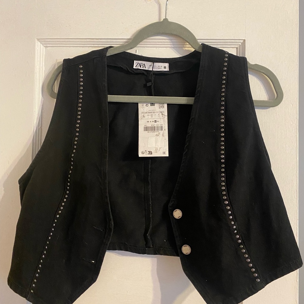 Zara Black Vest with Silver Studs